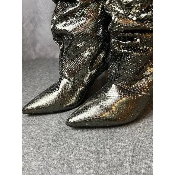 Marc Fisher LTD Women's Kailee Mid-Calf Pewter Silver Boot Size 7M - Picture 3 of 10